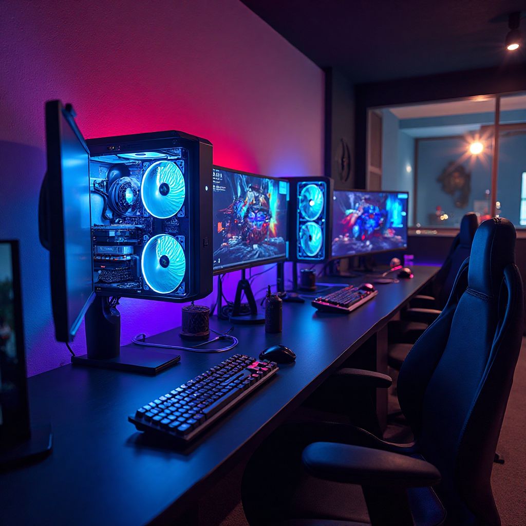Advanced gaming station setup with RGB lighting